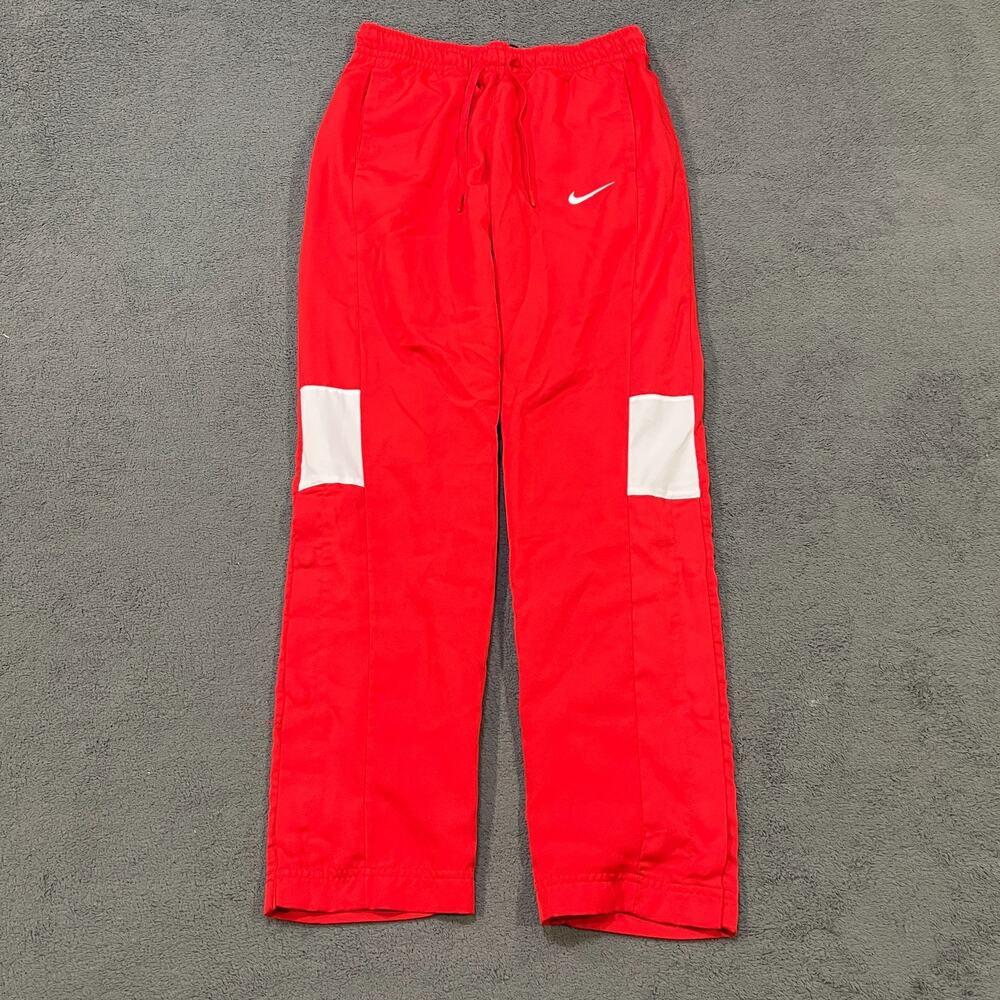 Nike Dri-FIT Track Pants Red White Snap Sides Warm Up Athletic Men's Size Small